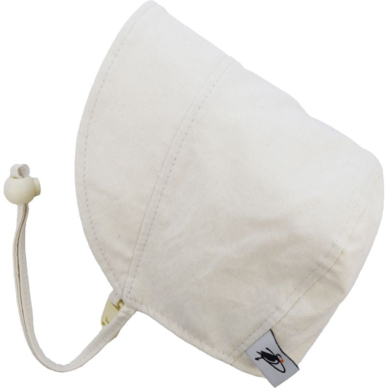 Puffin Gear Oxford Cotton UPF50 Sun Protection Infant and Toddler Bonnet-Made in Canada-Bone