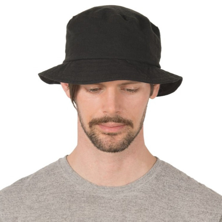 Patio LinenBlack Bucket Hat with UPF50 Sun Protection-Made in Canada by Puffin Gear