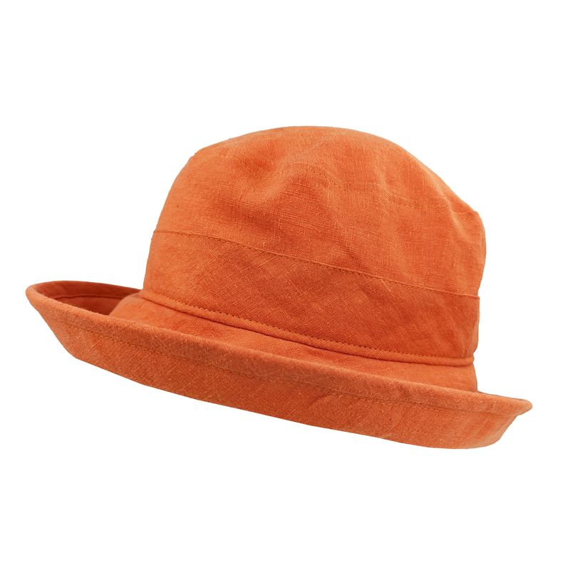 orange linen bowler hat-upf50 sun protection-made in canada by puffin gear
