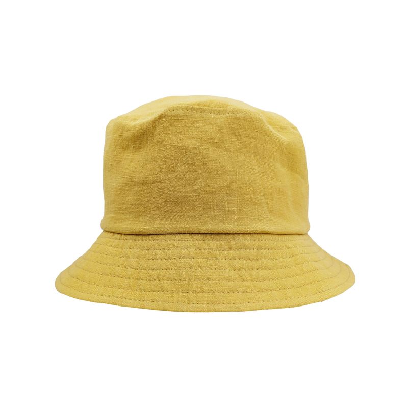 yellow linen bucket hat rated upf50 sun protection made in canada by puffin gear
