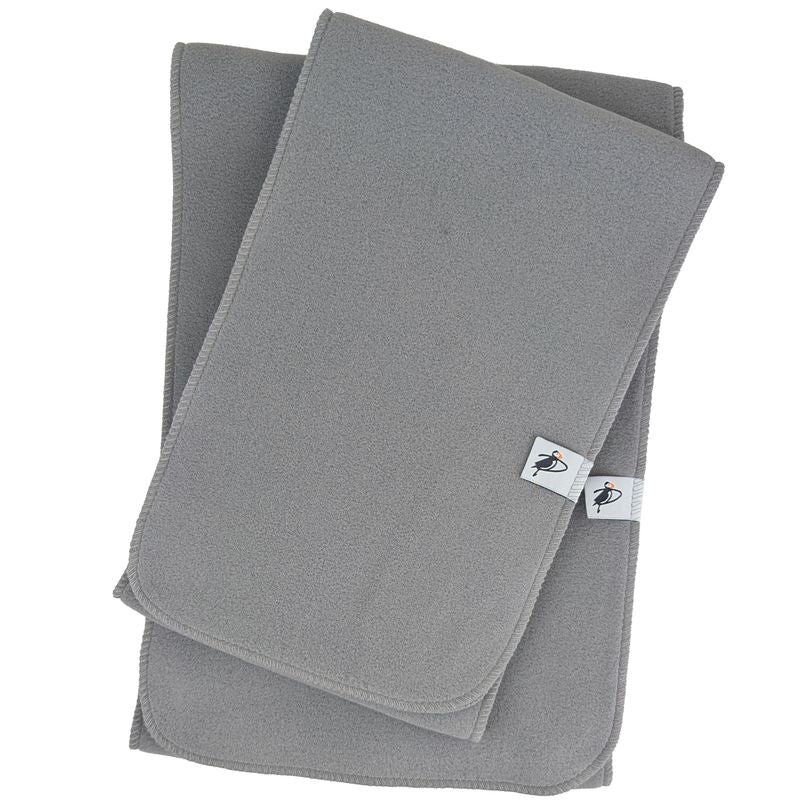 grey polartec fleece scarves made in canada by puffin gear-cozy warmth for cold weather