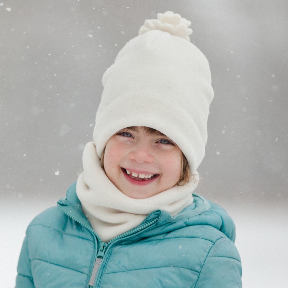 Polartec Fleece Kids Neck Warmer Made in Canada by puffin gear-Winter White