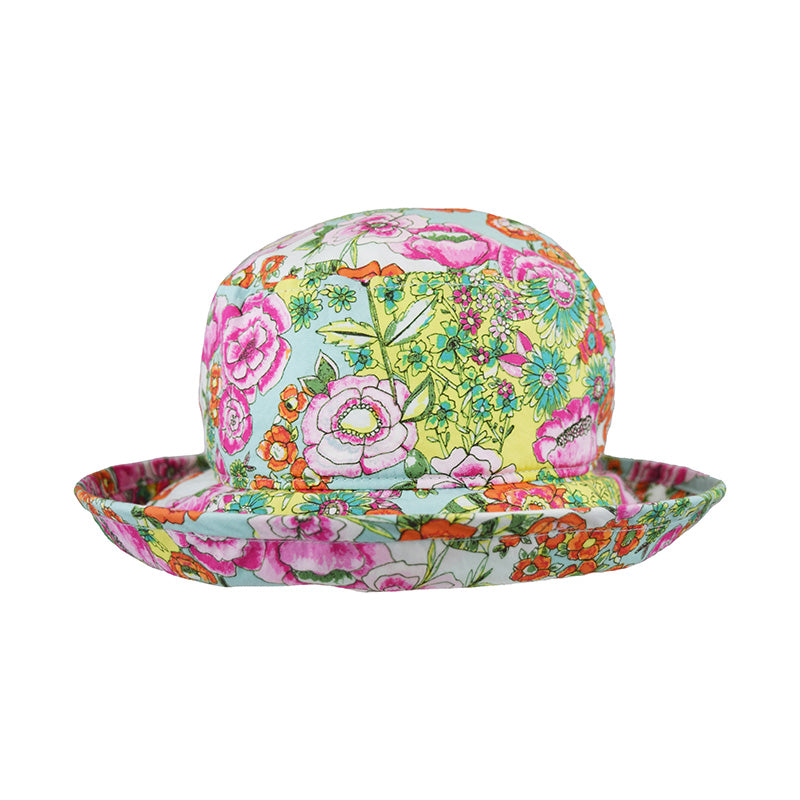 cutting garden bright floral print slouch hat-upf50 sun protection-made in canada by puffin gear