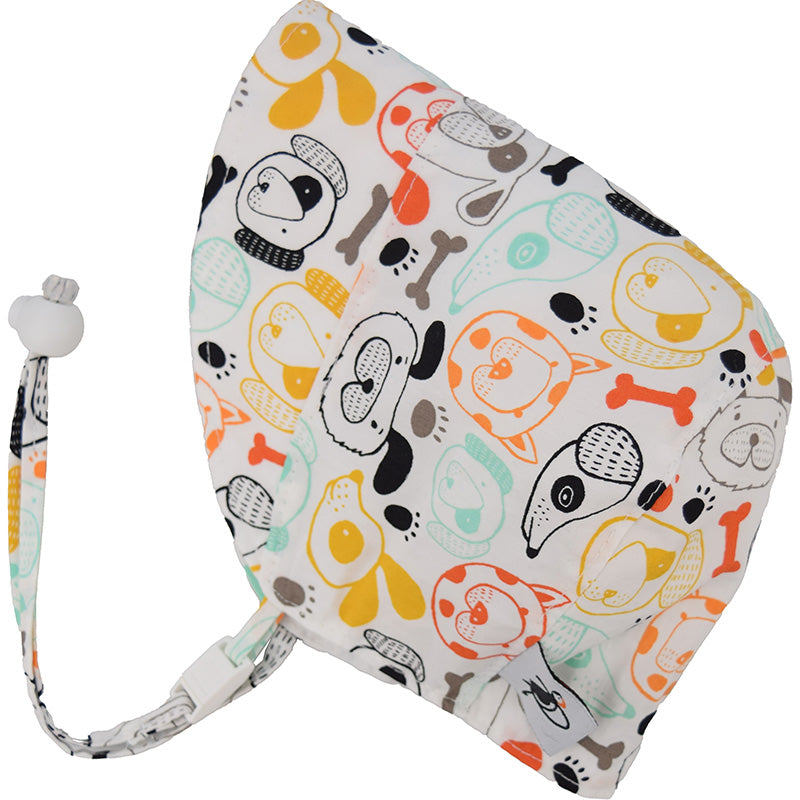 woof, cutest dog cotton print infant bonnet