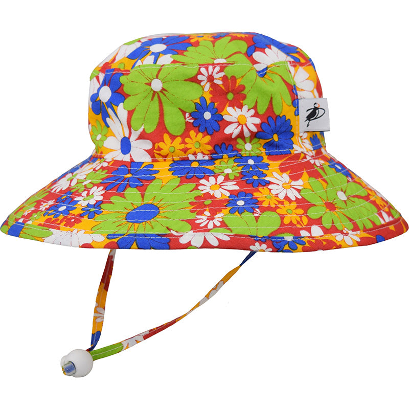 Flower Power Cotton Print Kids Sun Hat