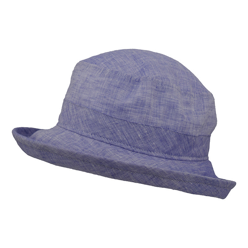 Puffin Gear Linen Chambray UPF50+ Sun Protection Bowler Hat-Made in Canada-Navy Chambray