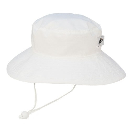 Puffin Gear Organic Cotton UPF50+ Sun Protection Wide Brim Child Sunbaby Hat-White