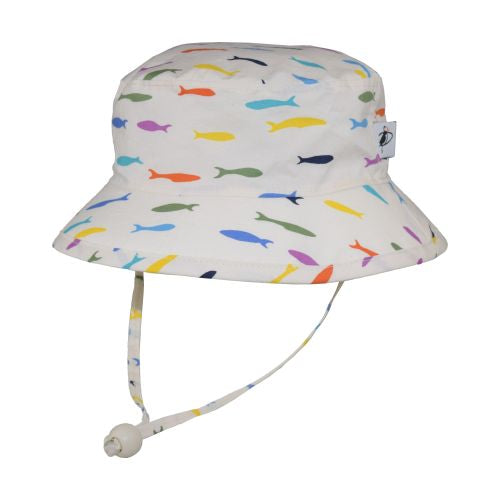 organic cotton kids sun hat in fish print