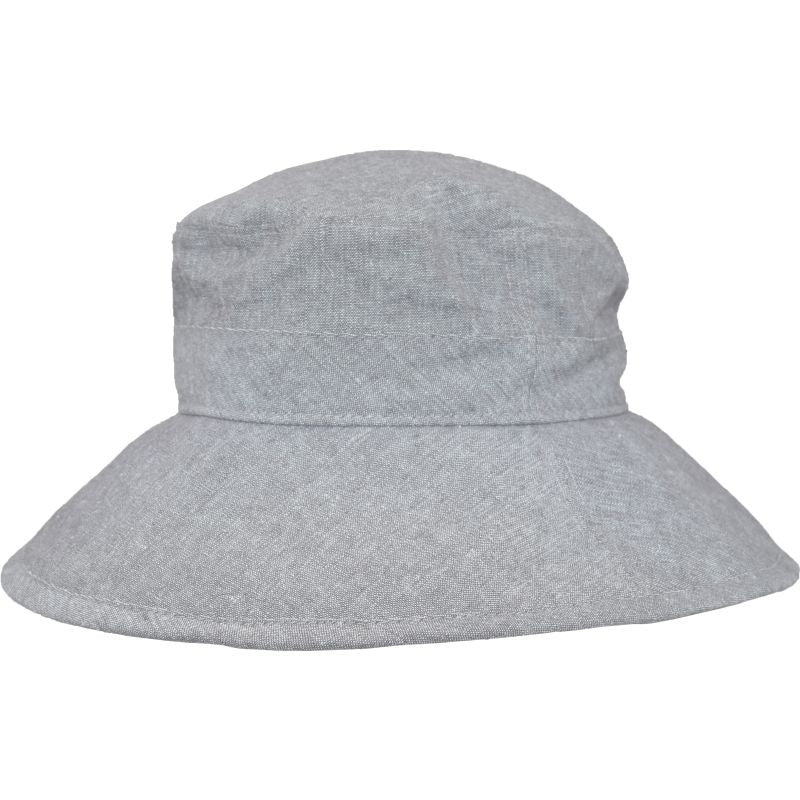 Linen Canvas Wide Brim Gardening Hat-UPF50 Sun Protection-Made in Canada by Puffin Gear-Grey Colour Hat