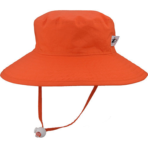 Kids Wide Brim Sunbaby Sun Hat with UPF50 Ecellent Sun Protection-Made in Canada by Puffin Gear-Orange Hat