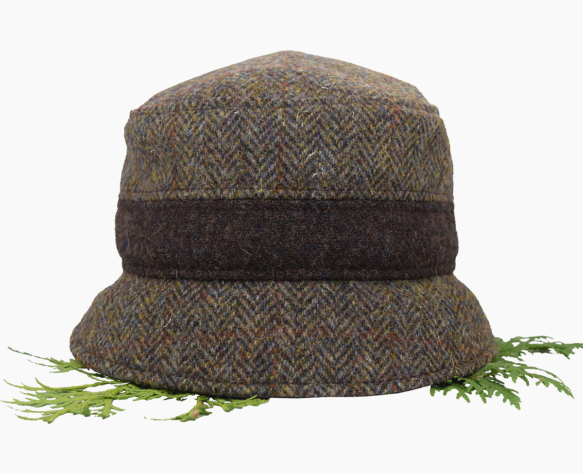 Harris Tweed Bucket Hat in Chestnut Herringbone. Made in Canada by Puffin Gear