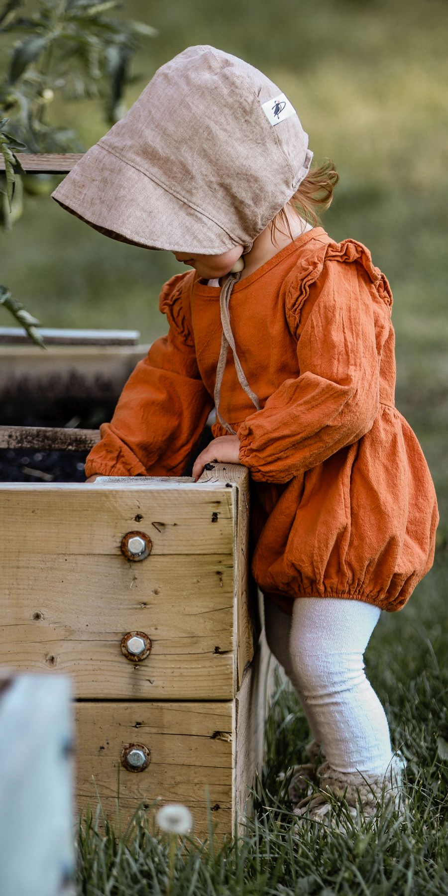 Puffin Gear Infant Fall Linen and Corduroy Bonnets with a Cozy Organic Flannel Lining-Made in Canada