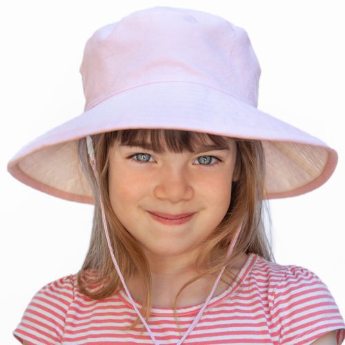 Wide brim summer sun protection hat for infants toddlers and kids. Provides maximum coverage from sun and rated UPF50+ excellent sun protection.  machine wash, chin tie with cordlock, organic cotton, sustainably made in canada by puffin gear