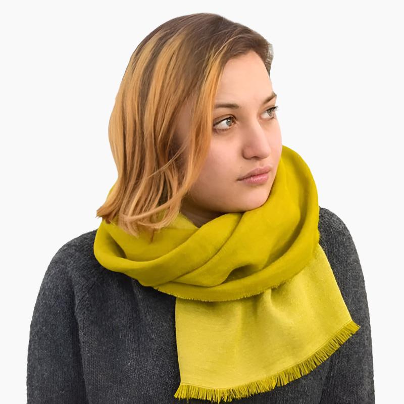 Linen Wool Fringed Scarf | Fall Winter Scarf | Made In