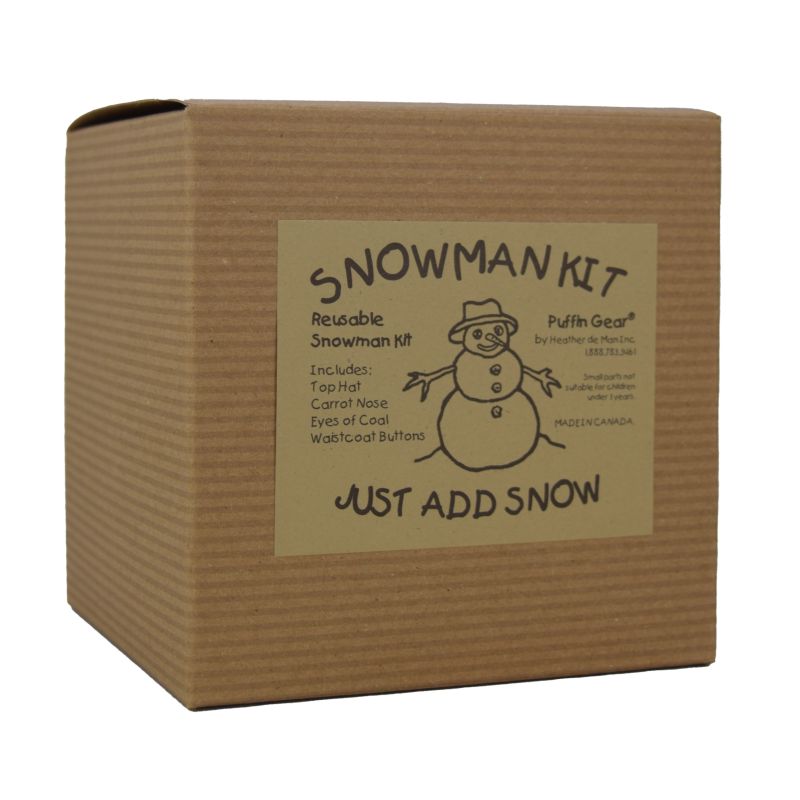 Snowman Kit English Packaging-includes floppy hat, carrot nose, waistcoast buttons and 2 lumps of genuine coal for eyes.