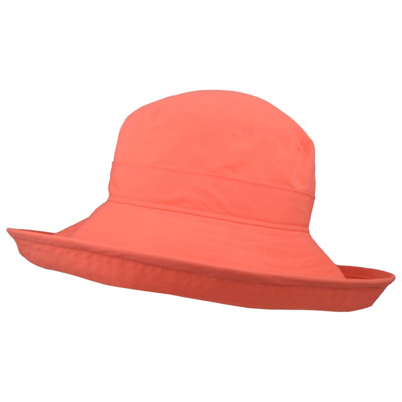 Puffin Gear&#39;s 4.5 inch wide brim classic hat in light weight solar nylon that dries quick and provides upf50+ excellent sun protection. made in canada by puffin gear - coral