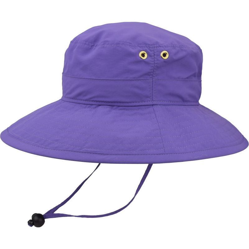 Hiking Hat with built in UPF50 Excellent Sun Protection-lightweight, quick dry, wind lanyard-made in canada by Puffin Gear-Purple