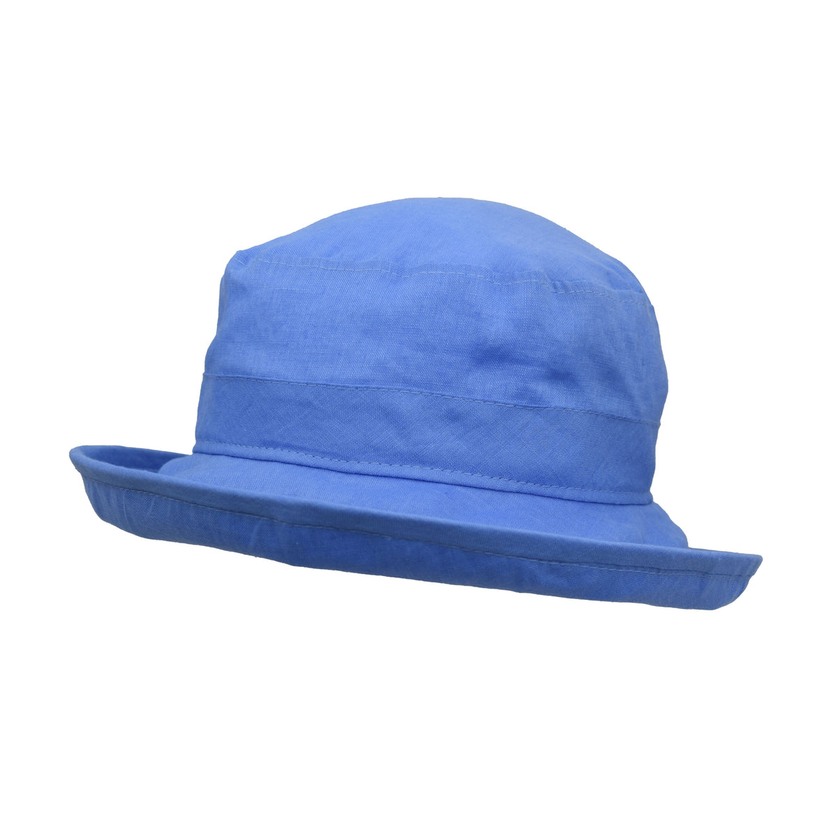 Summer Breeze Linen Bowler  rated UPF50 sun protection-made in canada by puffin gear in periwinkle blue