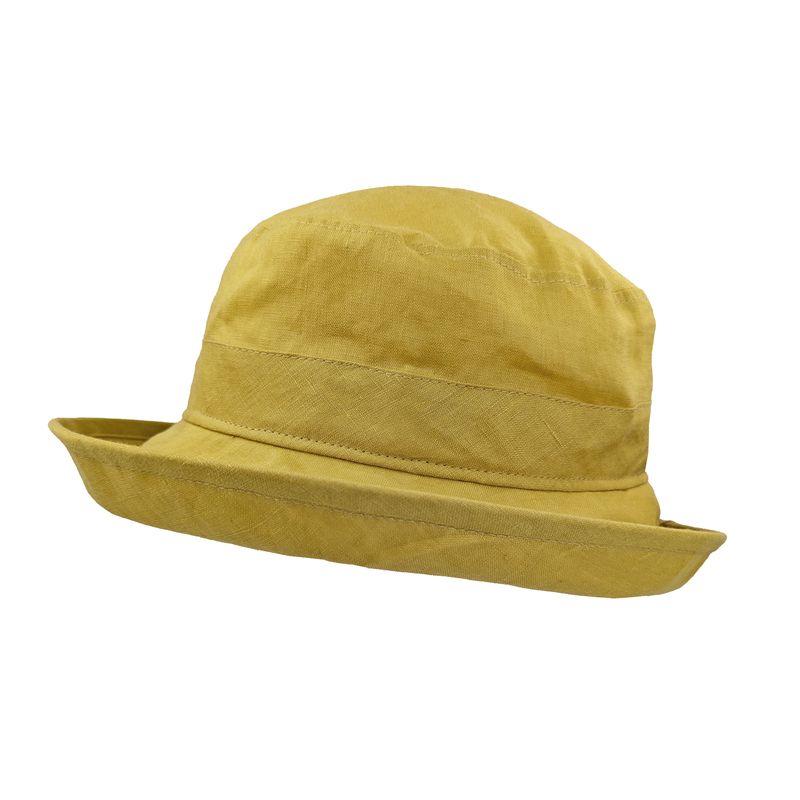 yellow linen sun protection hat-upf50-made in canada by puffin gear-citrine