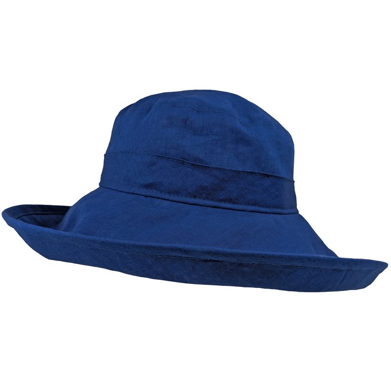 Azure Blue wide brim sun protection hat - lightweight linen-upf50 -made in canada by puffin gear