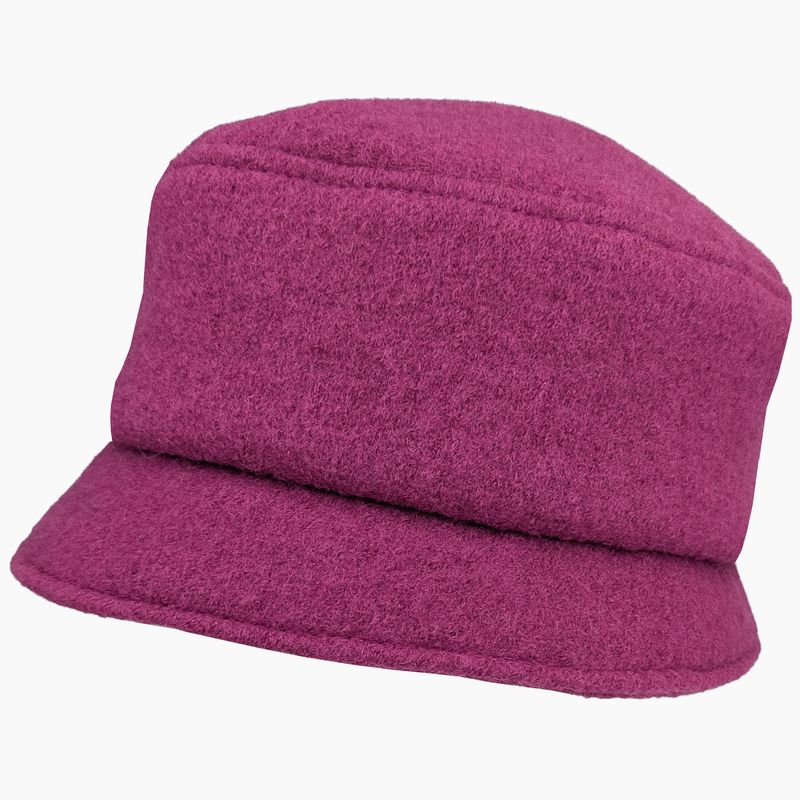 Brimmed Winter Pillbox Hat - Warm Boiled Wool with winter sun protection-azalea-made in canada by puffin gear