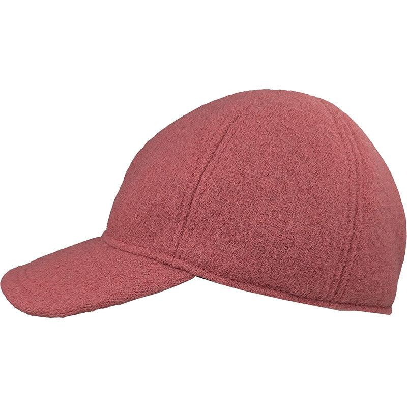 A dusty rose textured baseball cap shown from a side profile view against a solid white background.
