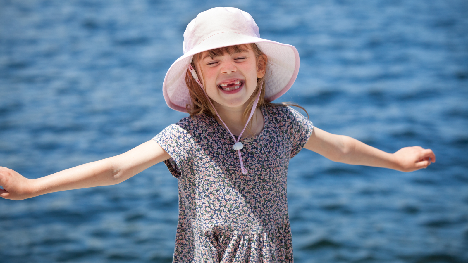 UPF50 Wide Brim Kids Sun Hats Chin Tie Made in Canada US