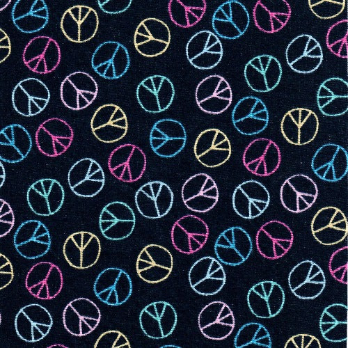 peace symbol cotton print fabric
