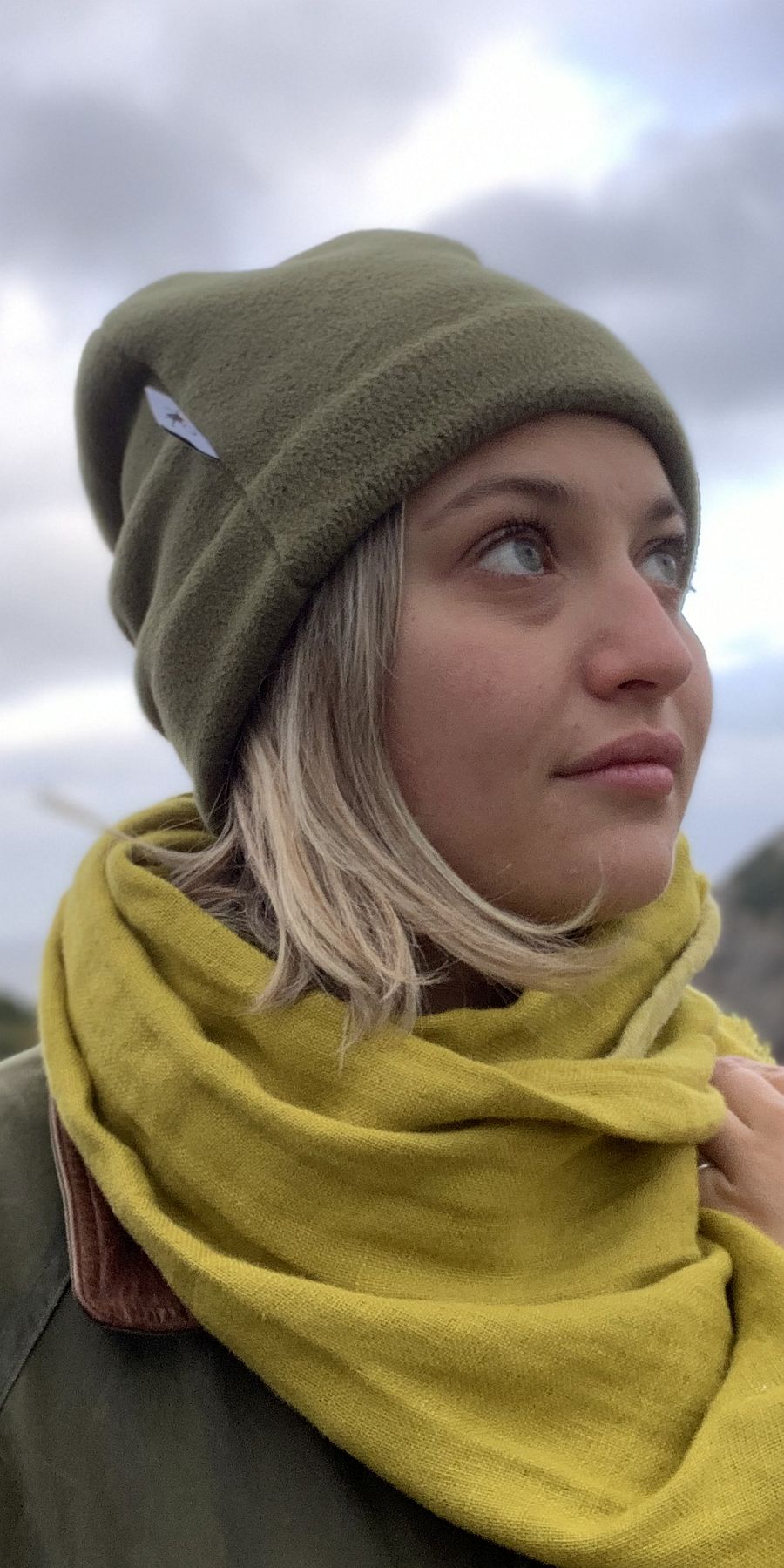 Polartec Classic 200 Fleece Toque paired with Linen Wool Scarf-Made in Canada by Puffin Gear-Photo in Trinity Newfoundland, Canada