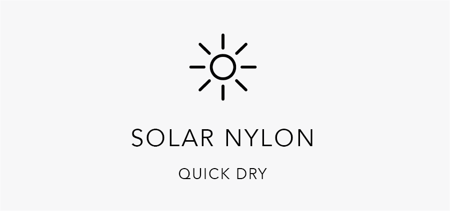 Logo and text for Solar Nylon quick dry on a white background