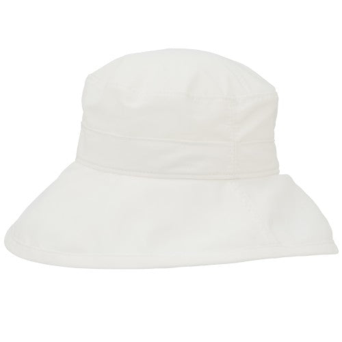 Solar Nylon Quick Dry Afternoon Hat Rated UPF50  Excellent Sun Protection. This means it blocks at least 97.5% broad spectrum UVA and UVB radiation. Quick drying and lightweight perfect for travel. Made in Canada by Puffin Gear-White
