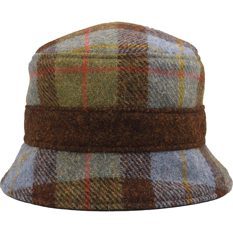 Best fall bucket hat-gorgeous tones of moss, copper and blue.  Hand woven wool, hat made in canada by Puffin Gear-Lodge Plaid