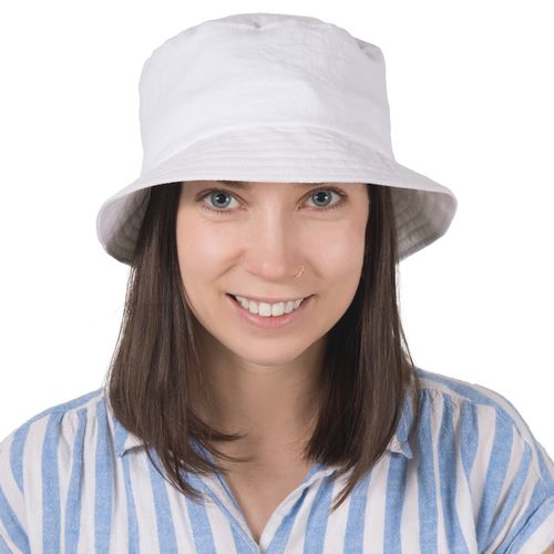 Puffin Gear Patio Linen UPF50 Sun Protection Bucket Hat-Made in Canada -White