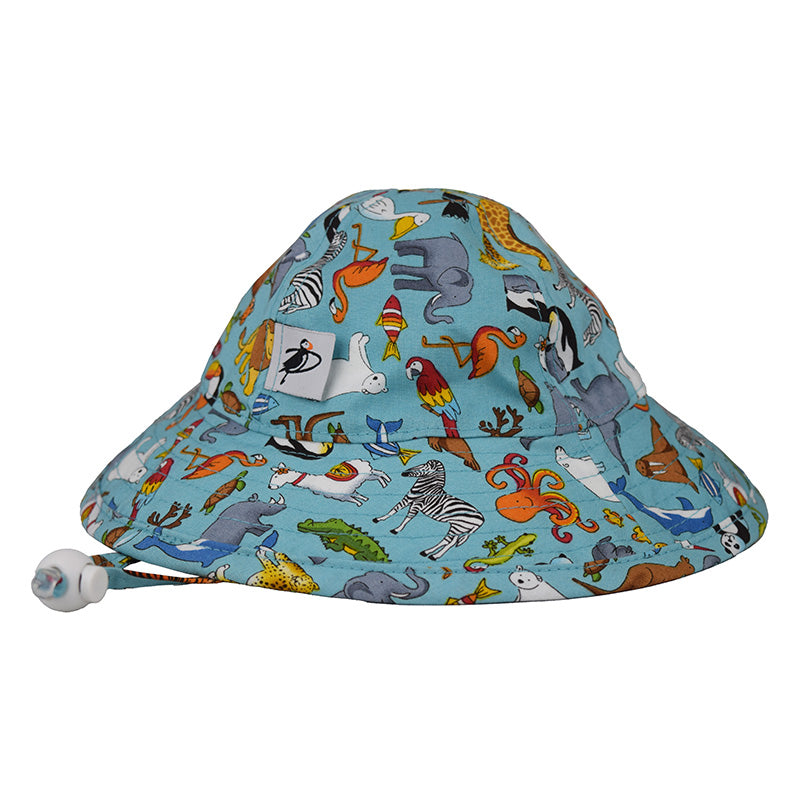 Infant Sun Hat, Liberty of London Cotton Print Cosmos Flower, UPF50 Excellent Sun Protection, Made in Canada-All The Animals