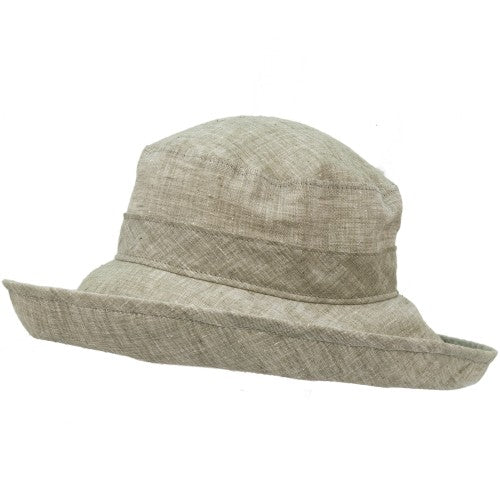 Wide Brim Sun Hat in Rust Linen Fabric for Women With Adjustable Fit -   Canada