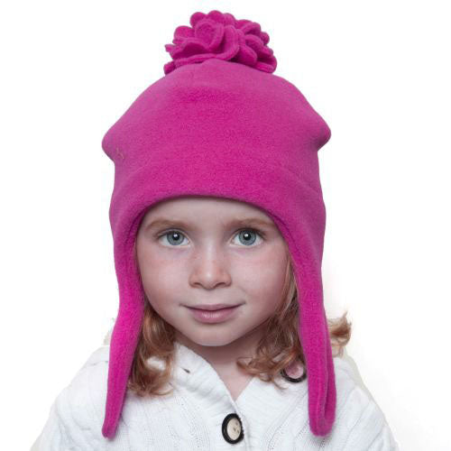 Puffin Gear Polartec Classic 200 Series Fleece Kids Blossom Hat with Chin Wrap Closure-Made in Canada-Azalea