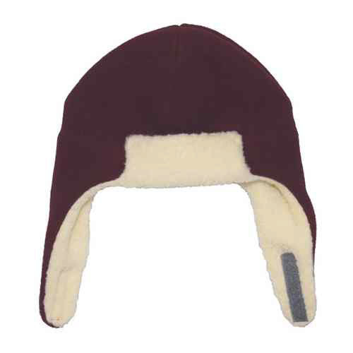 Puffin Gear Polartec Classic 200 Series Fleece Rolled Brim Kids Aviator Hat with Chin Wrap Closure-Made in Canada-Maroon
