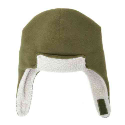 Puffin Gear Polartec Classic 200 Series Fleece Rolled Brim Kids Aviator Hat with Chin Wrap Closure-Made in Canada-Olive