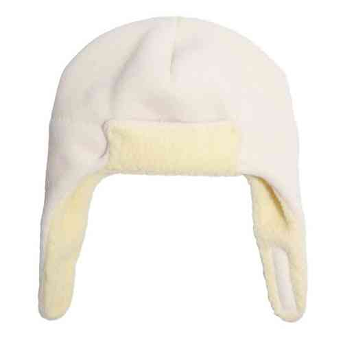 Puffin Gear Polartec Classic 200 Series Fleece Rolled Brim Kids Aviator Hat with Chin Wrap Closure-Made in Canada-Winter White