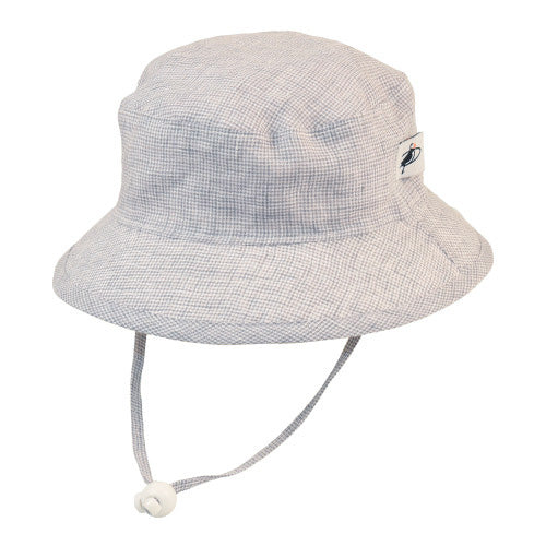 Puffin Gear Summer Day Linen UPF50+ Sun Protection Child Camp Hat-Grey Check
