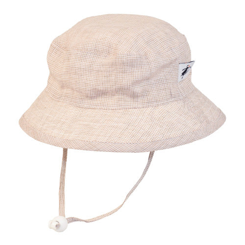 Puffin Gear Summer Day Linen UPF50+ Sun Protection Child Camp Hat-Natural Check