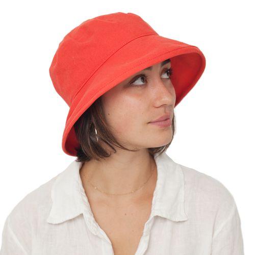 Adjustable Size Red Rainhat to Fit All Heads, Rouge Bucket Hat for Women,  Fully Waterproof Lightweight Rain Hat, Packs Into Pocket or Bag 
