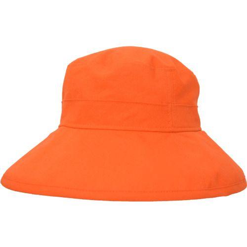Wide brim garden hat with brim that rolls up or down and built in upf50 sun protection-in our favourite colour carrot orange-made in canada by puffin gear