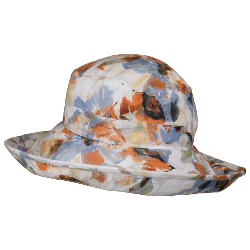 Beautiful soothing colours of a pond.  Wide Brim Lightweight linen classic sun protectin hat-UPF50+, packs flat for travel-Made in CAnada by Puffin Gear