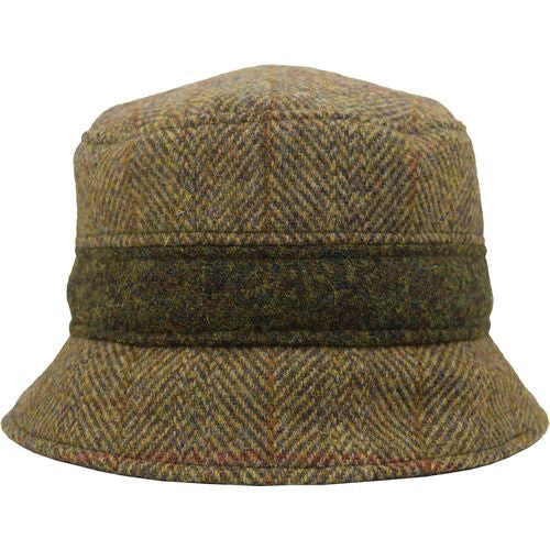 Puffin Gear Harris Tweed Bucket Hat with Contrast Heather Band-Made in Canada-Barley Herringbone