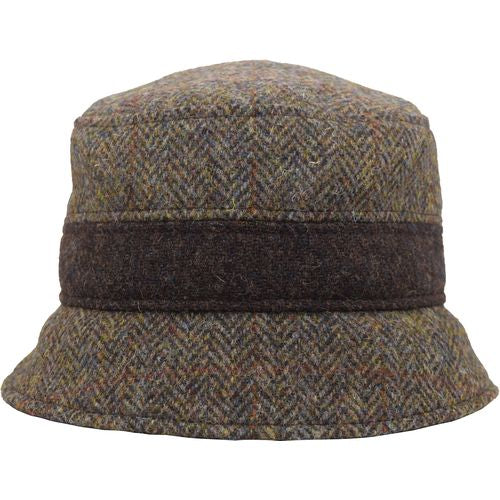Puffin Gear Harris Tweed Bucket Hat with Contrast Heather Band-Made in Canada-Chestnut Herringbone
