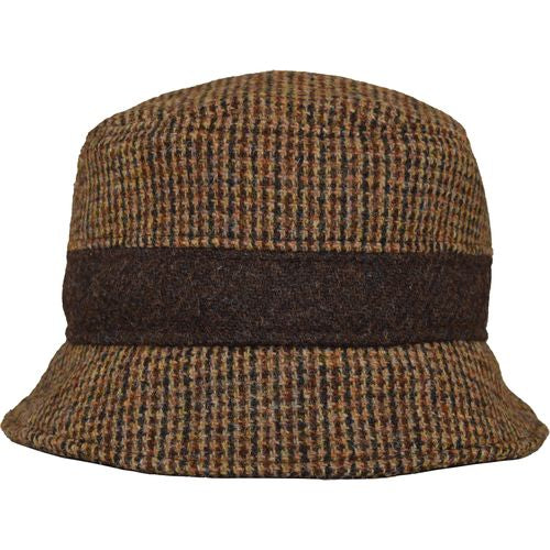 Puffin Gear Harris Tweed Bucket Hat with Contrast Band-Made in Canada-Dune Check