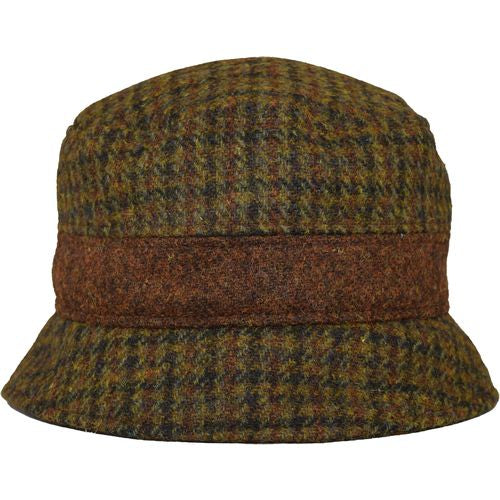 Puffin Gear Harris Tweed Bucket Hat with Contrast Heather Band-Made in Canada-Moor Check