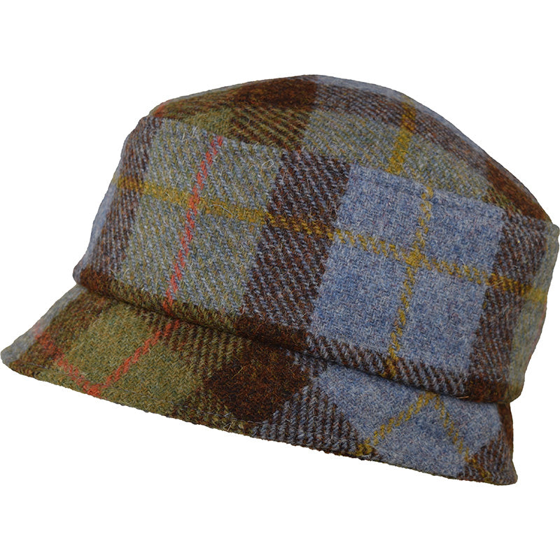 Harris Tweed Stroll Pillbox Hat- A warm fall winter brimmed hat made from hand woven Harris Tweed- A stunning hat you&#39;ll love -Made in Canada by Puffin Gear-Lodge Plaid