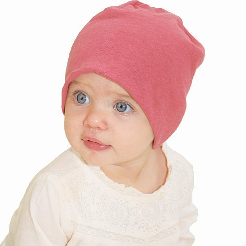 Hemp Jersey Infant Slouch Beanie-Made in Canada-Salmon